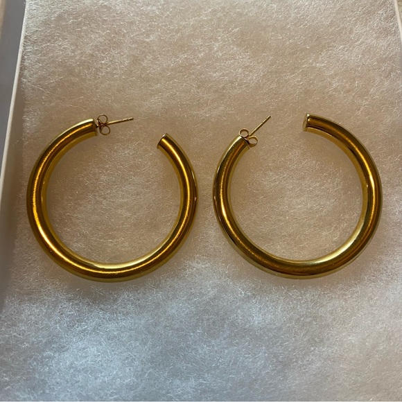 Bagatiba Gold Hollow Hoops - Picture 2 of 2